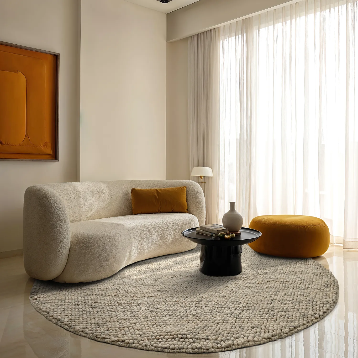 Round rug - Avafors Wool Bubble (grey/beige)