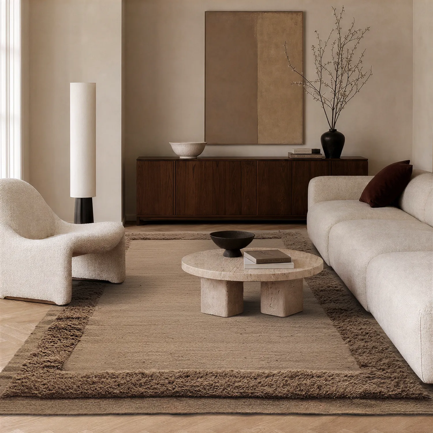Wool rug - Beja (dark brown)