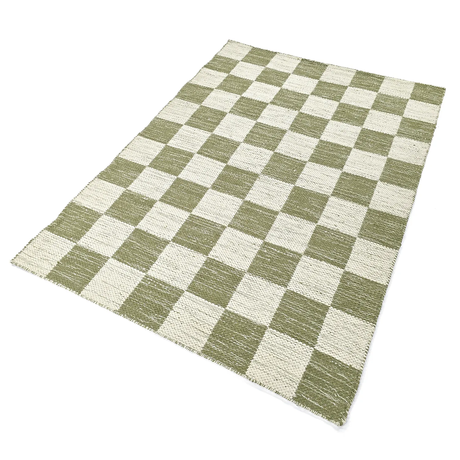 Wool rug - Dundee (green/white)
