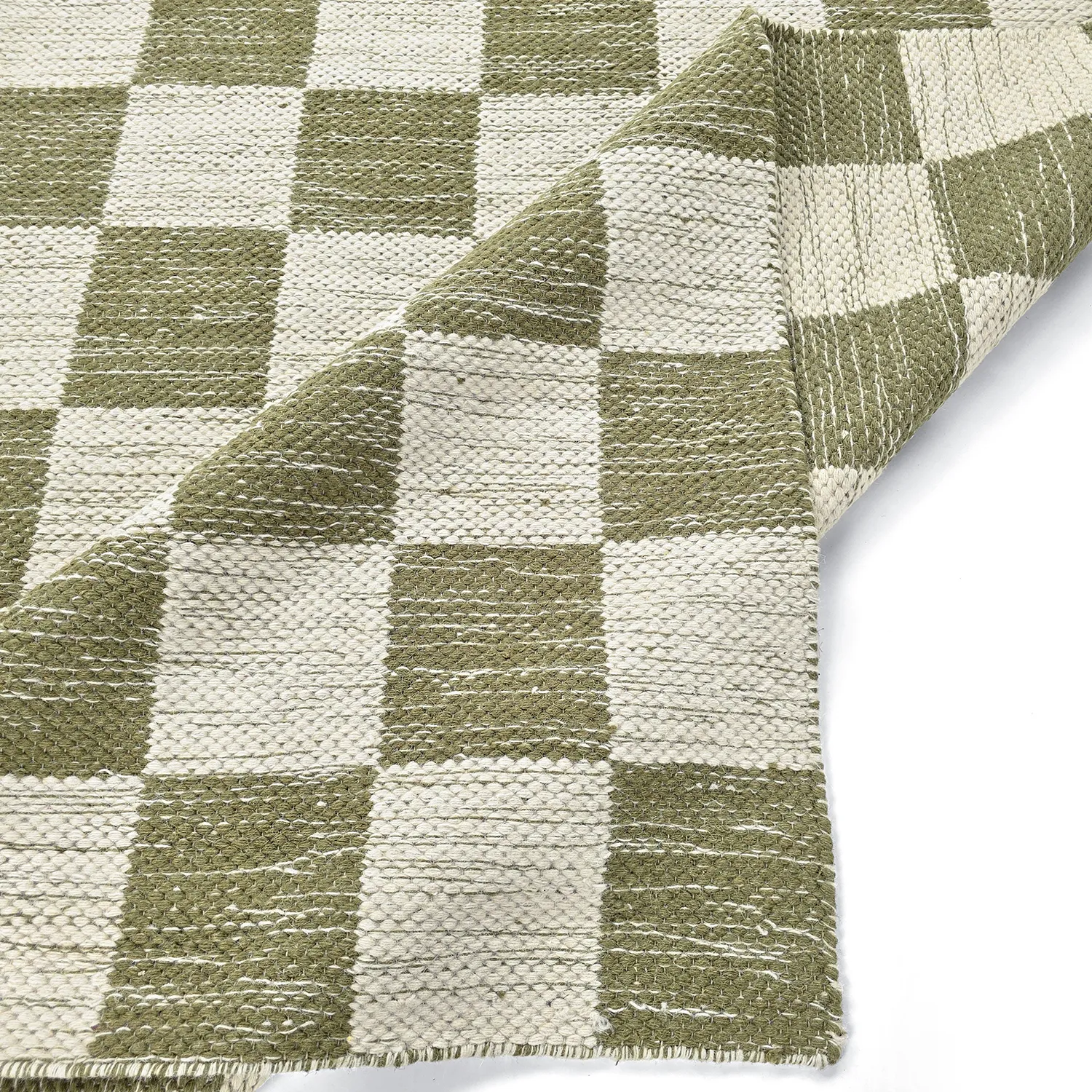 Wool rug - Dundee (green/white)