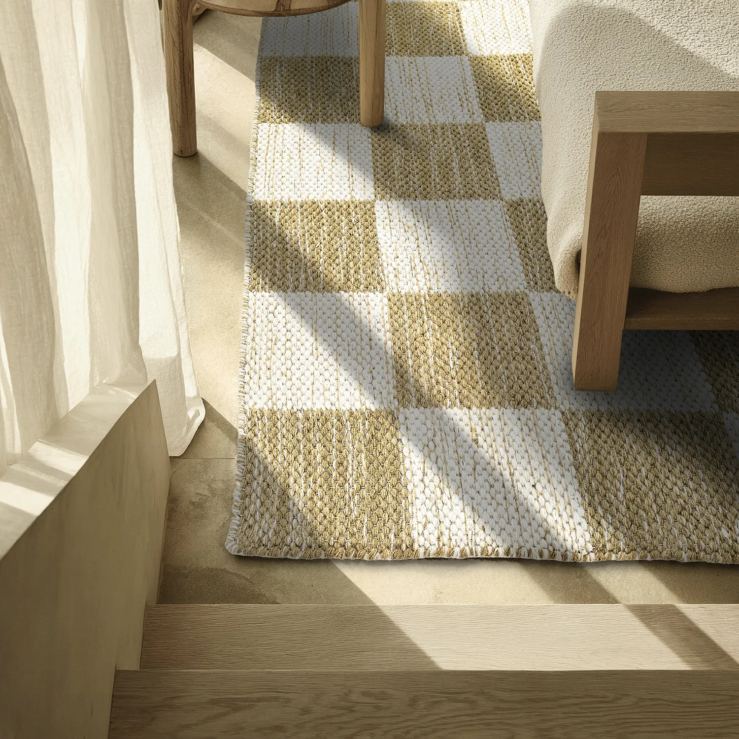 Wool rug - Dundee (yellow/white)