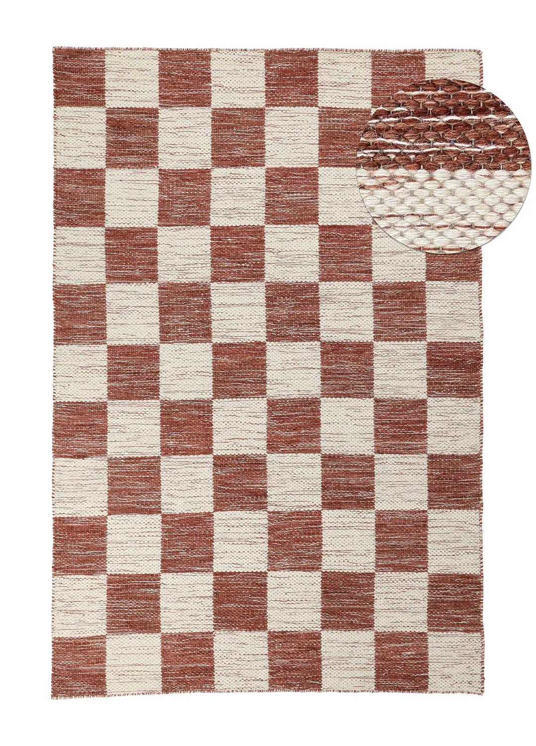 Wool rug - Dundee (red/white)