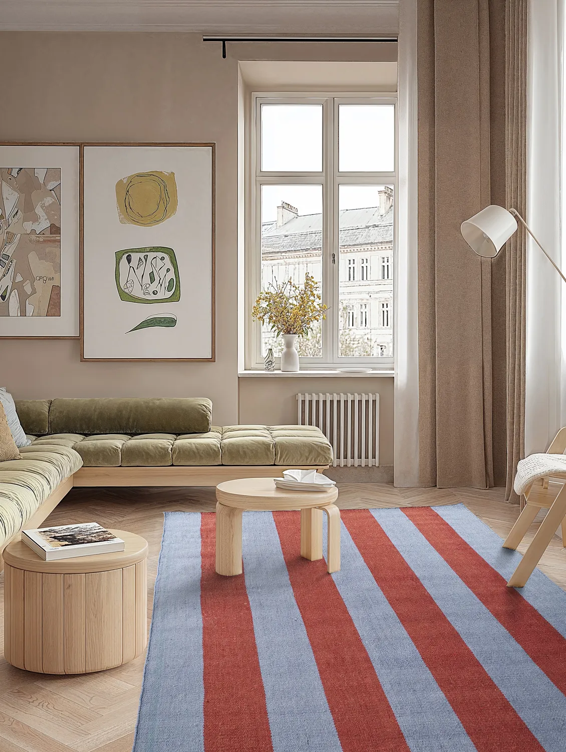 Wool rug - Garine (blue/red)