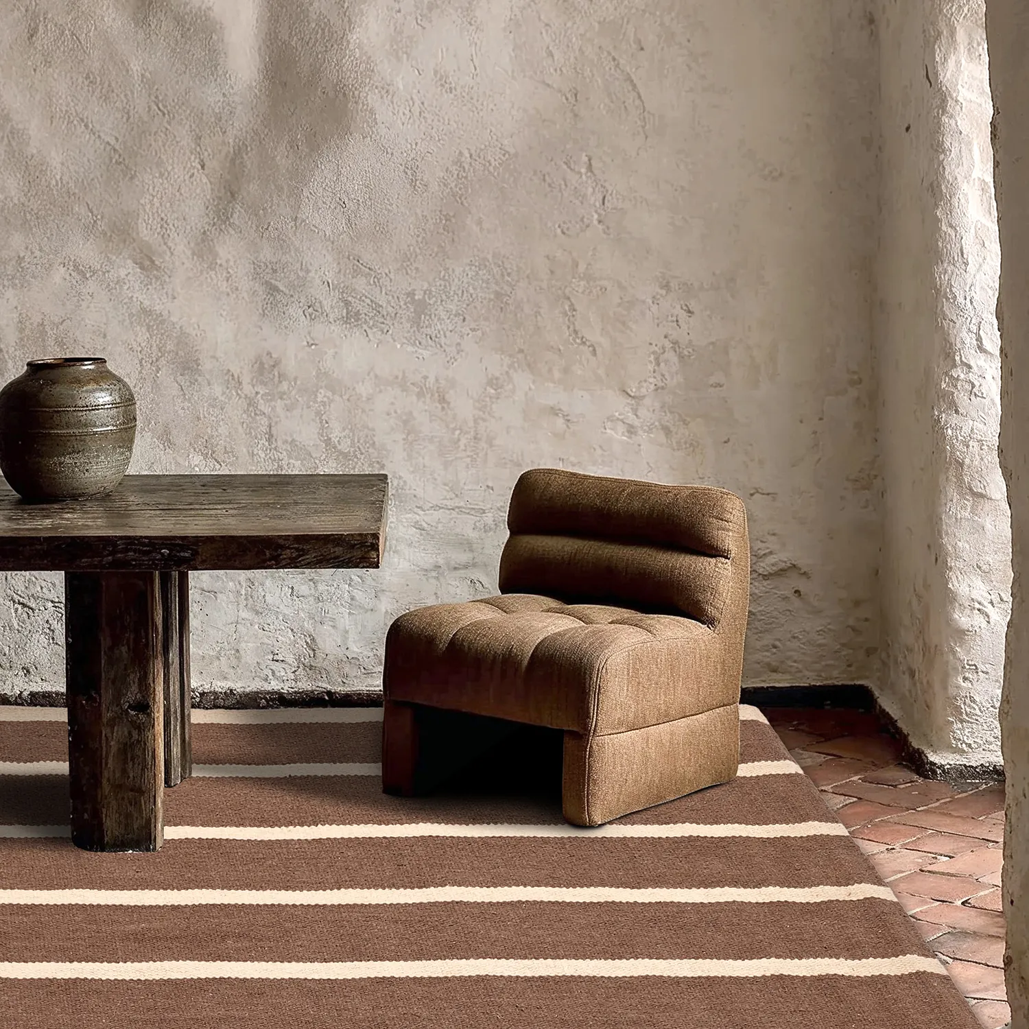 Wool rug - Luton (natural/deep taupe)