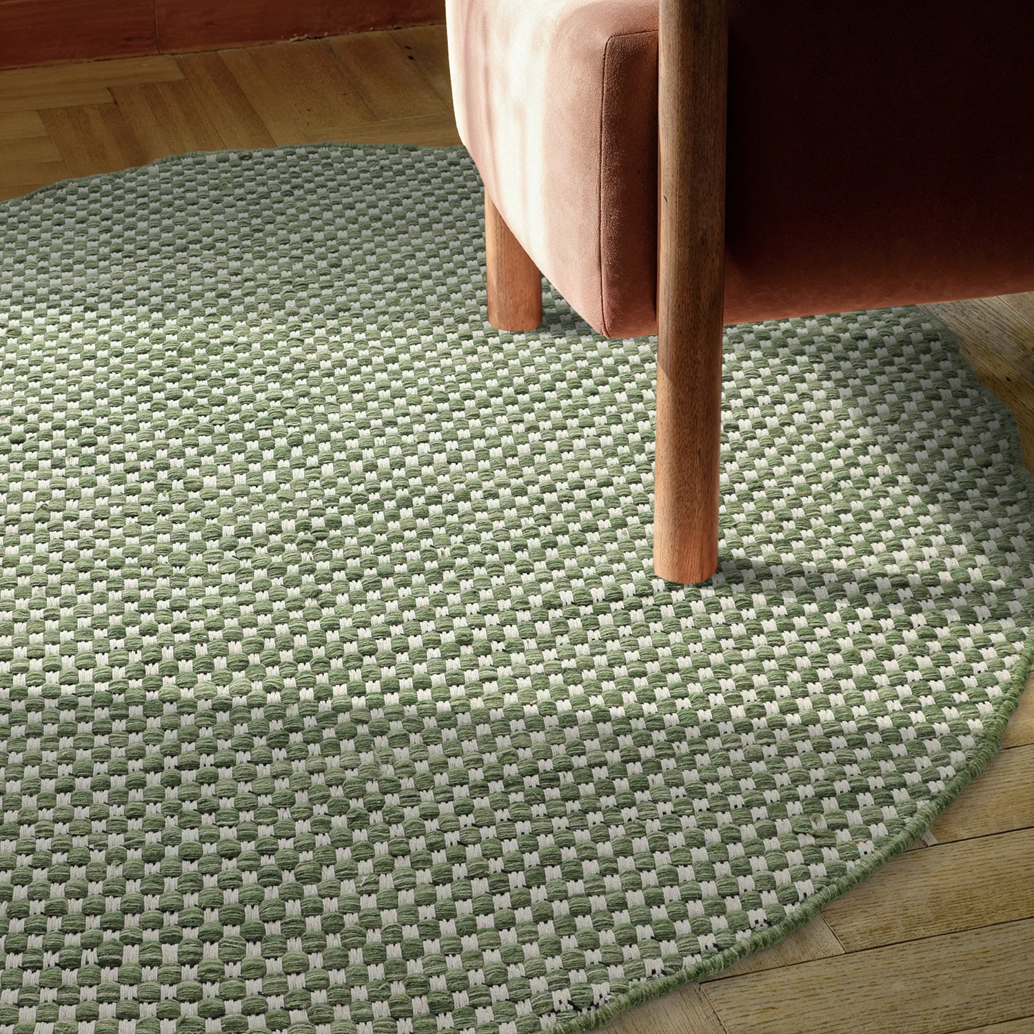 Round rug - Ovelia (green/white)