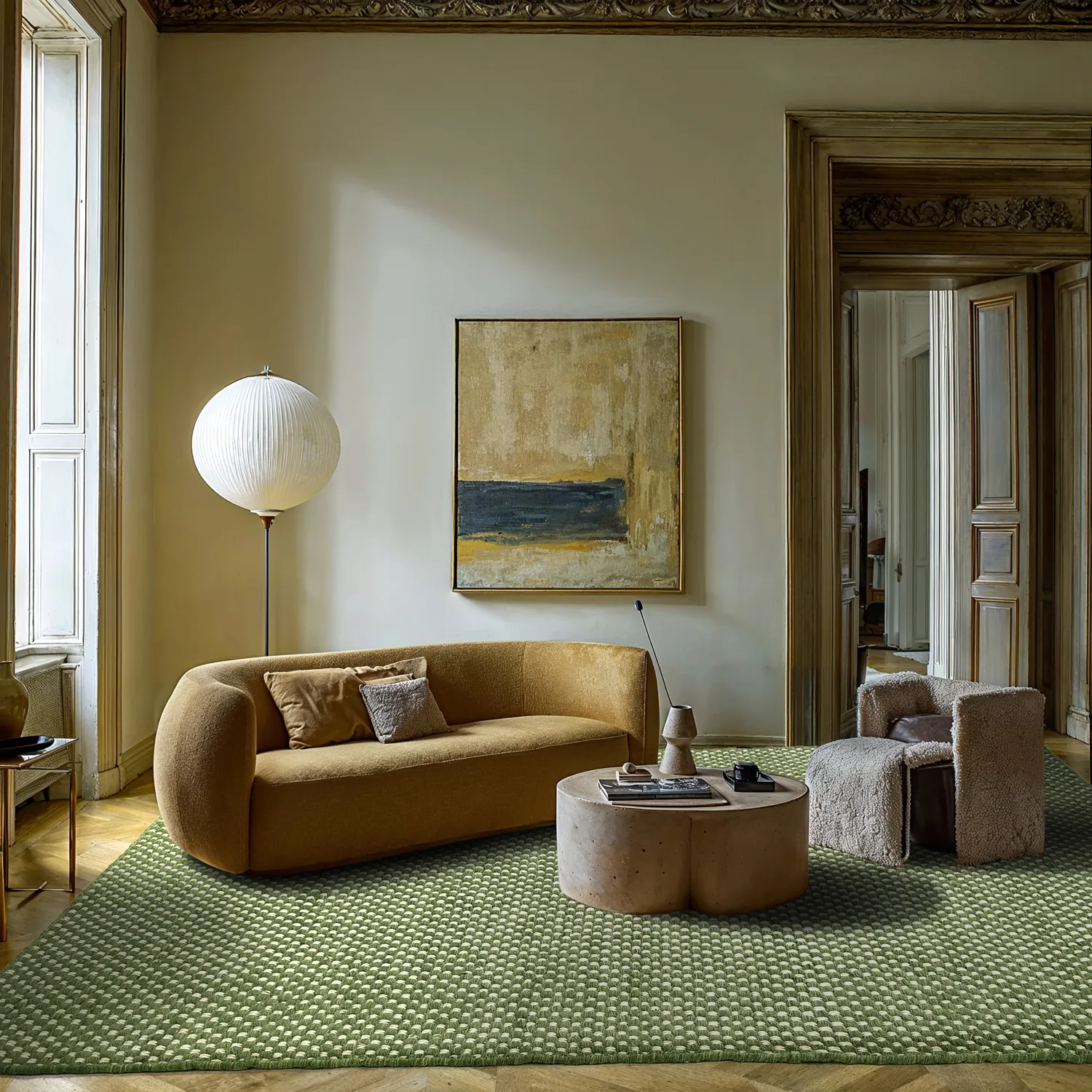 Wool rug - Ovelia (green/white)