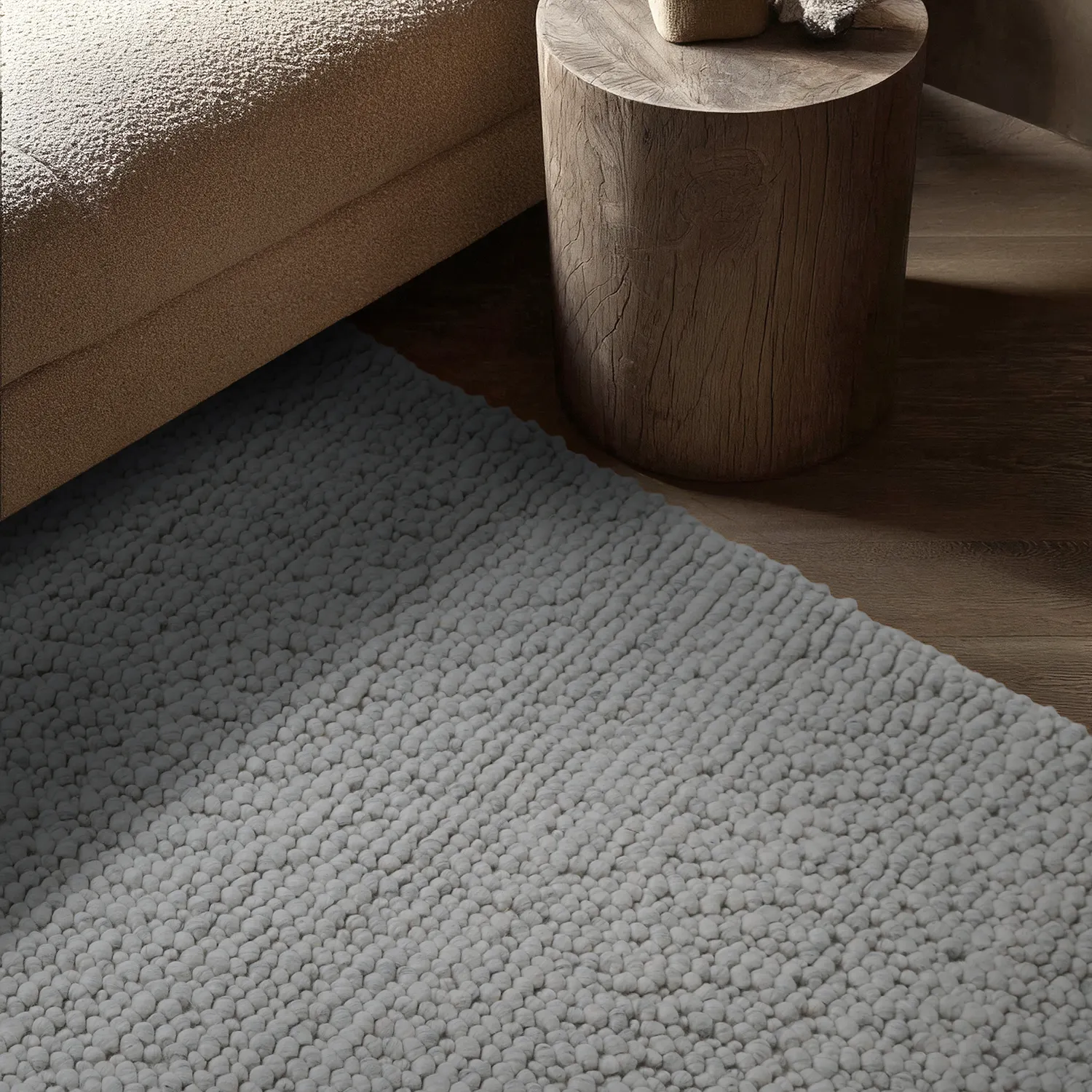 Wool rug - Sala Irregular Wool Bubble (light grey melange)