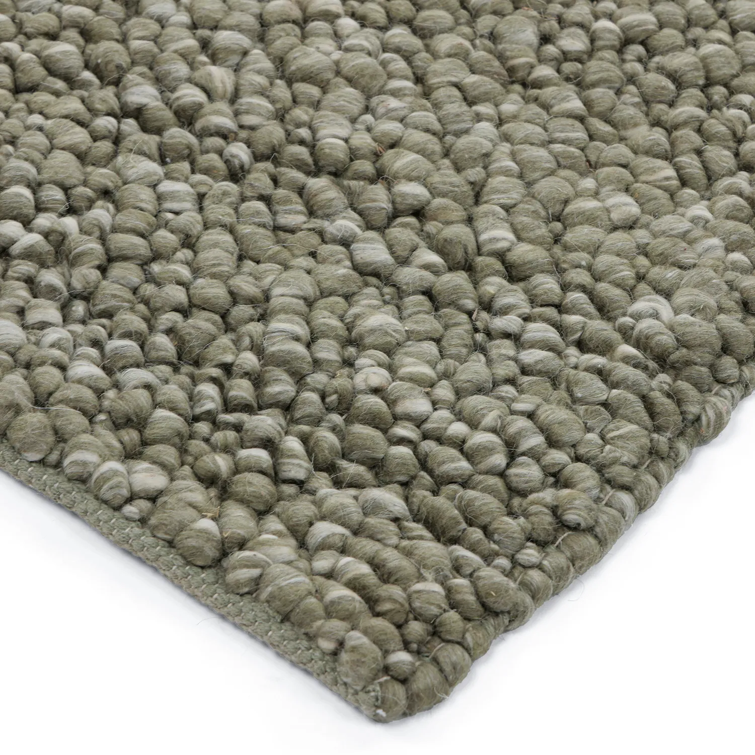 Wool rug - Sala Irregular Wool Bubble (moss green/white melange)