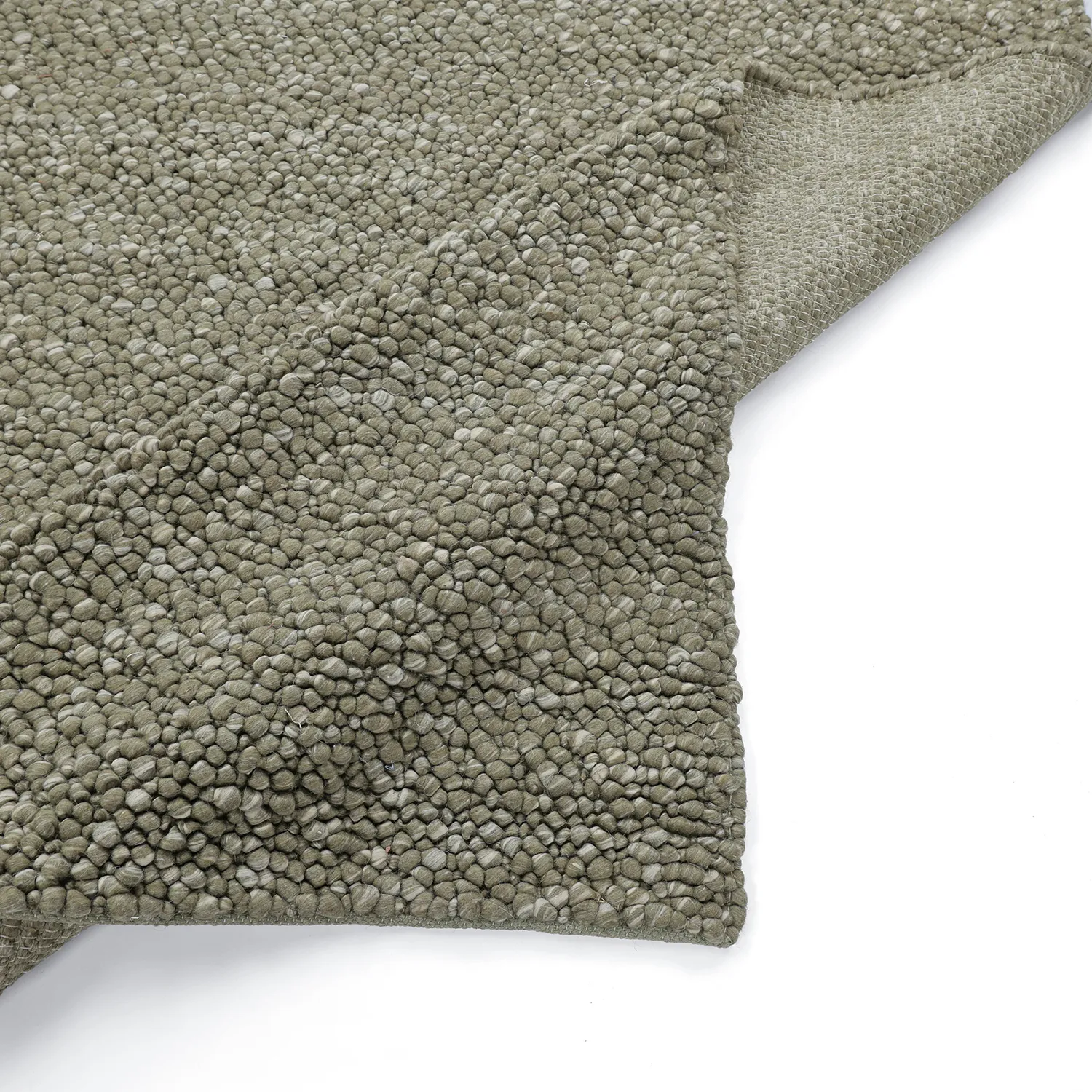Wool rug - Sala Irregular Wool Bubble (moss green/white melange)