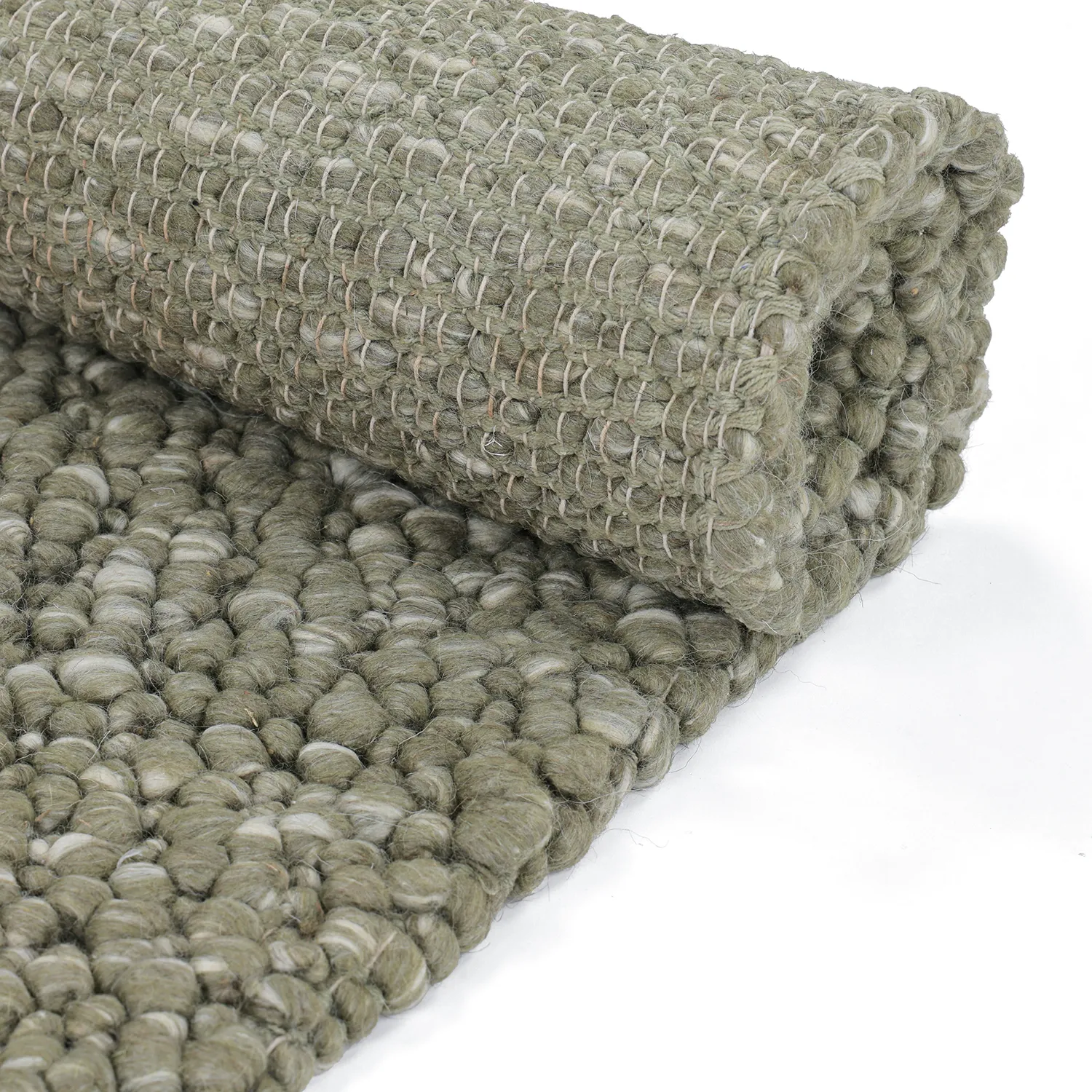 Wool rug - Sala Irregular Wool Bubble (moss green/white melange)
