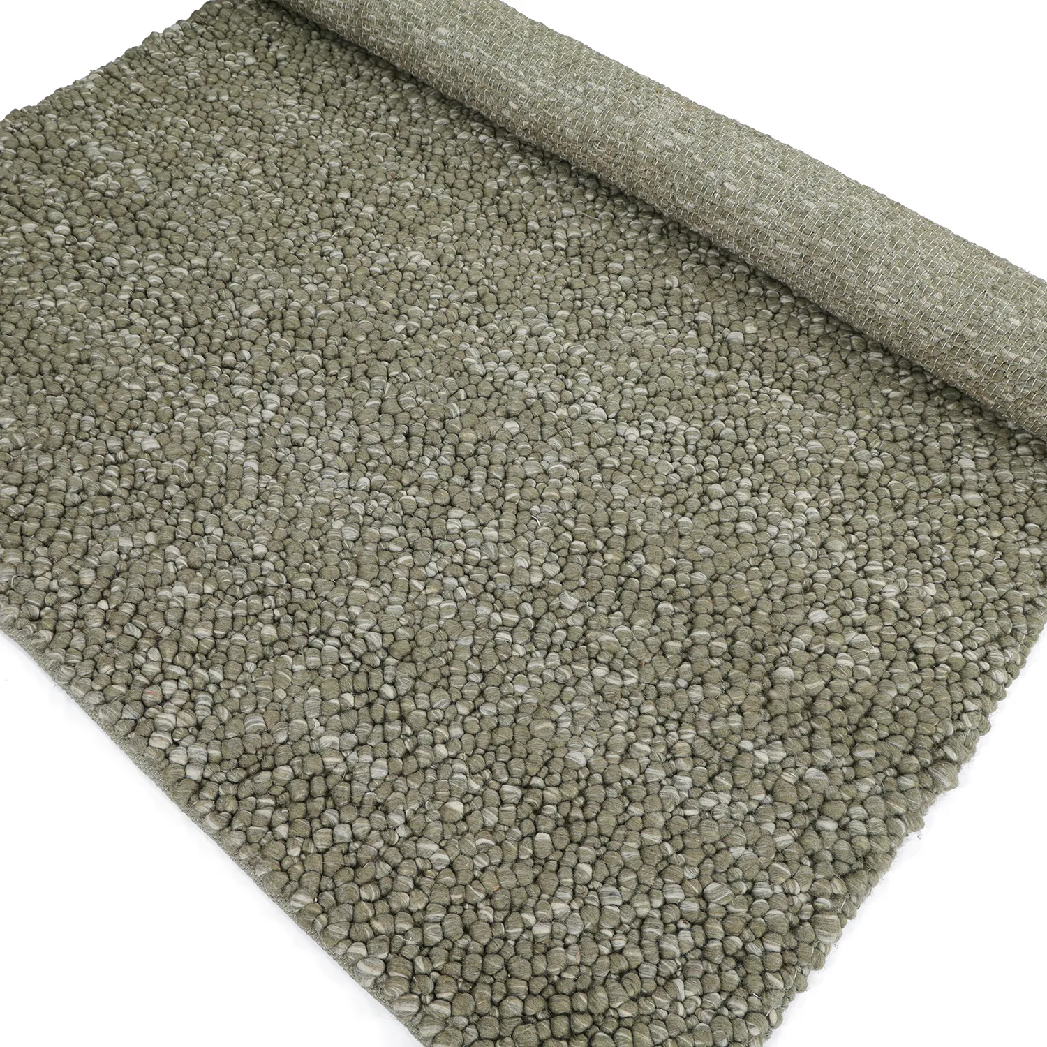 Wool rug - Sala Irregular Wool Bubble (moss green/white melange)