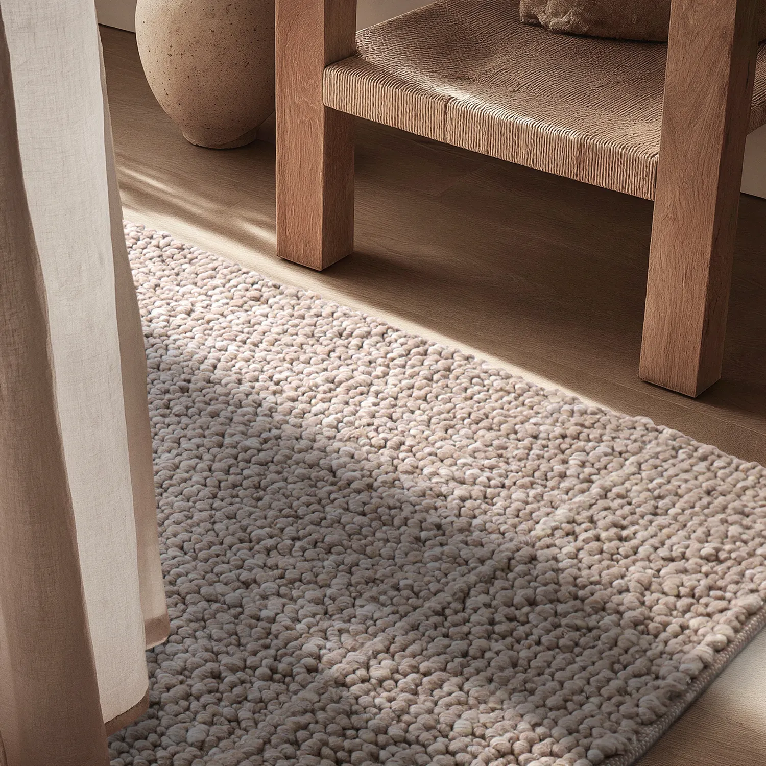 Wool rug - Sala Irregular Wool Bubble (taupe/white melange)