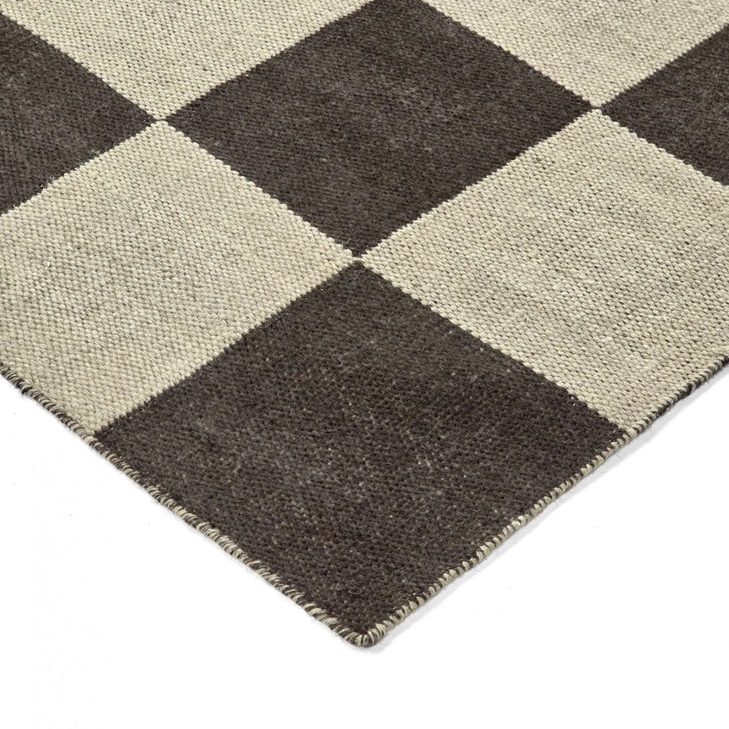 Wool rug - Scacco (black/beige)
