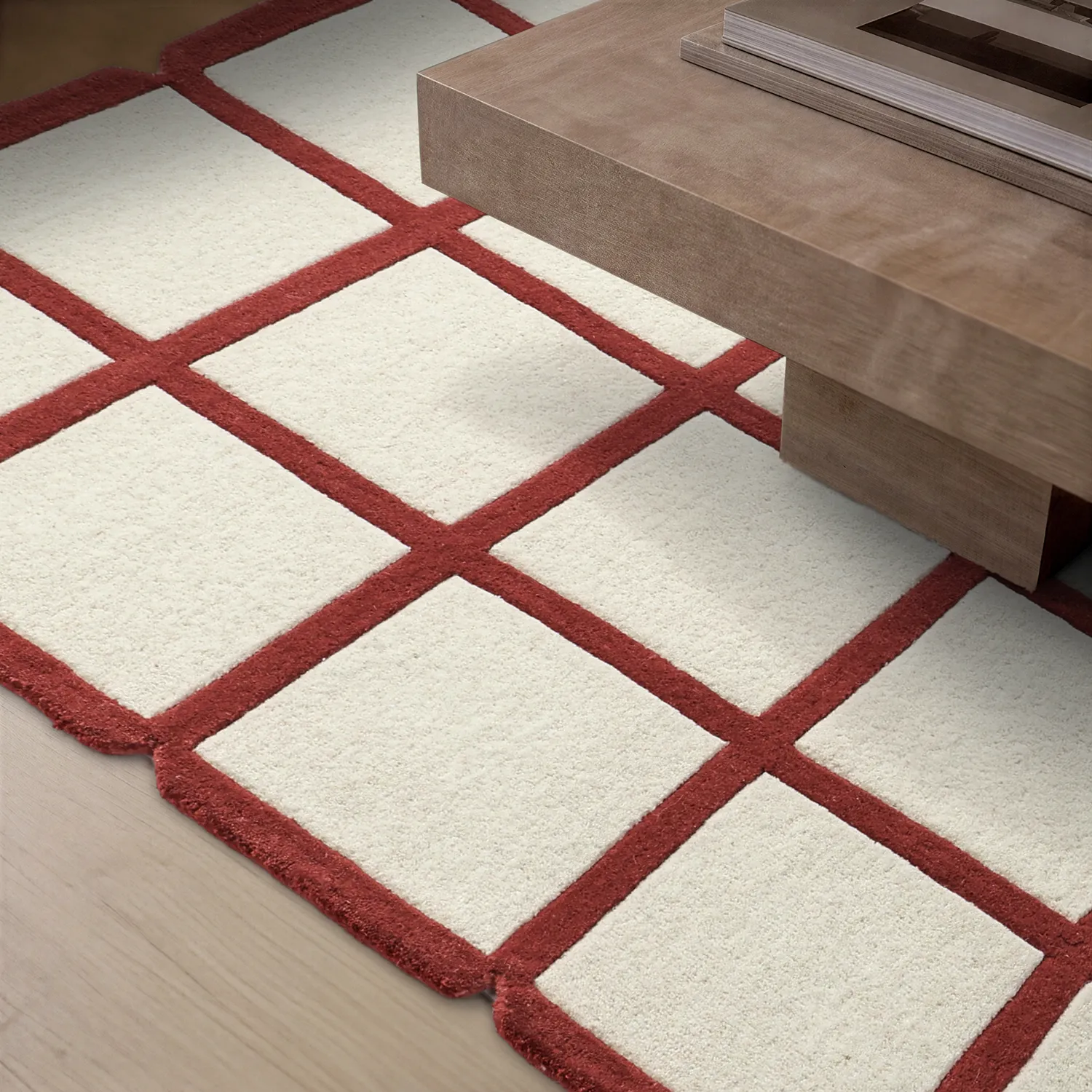 Wool rug - Syl Hand Tufted Wool Premium (red/white)