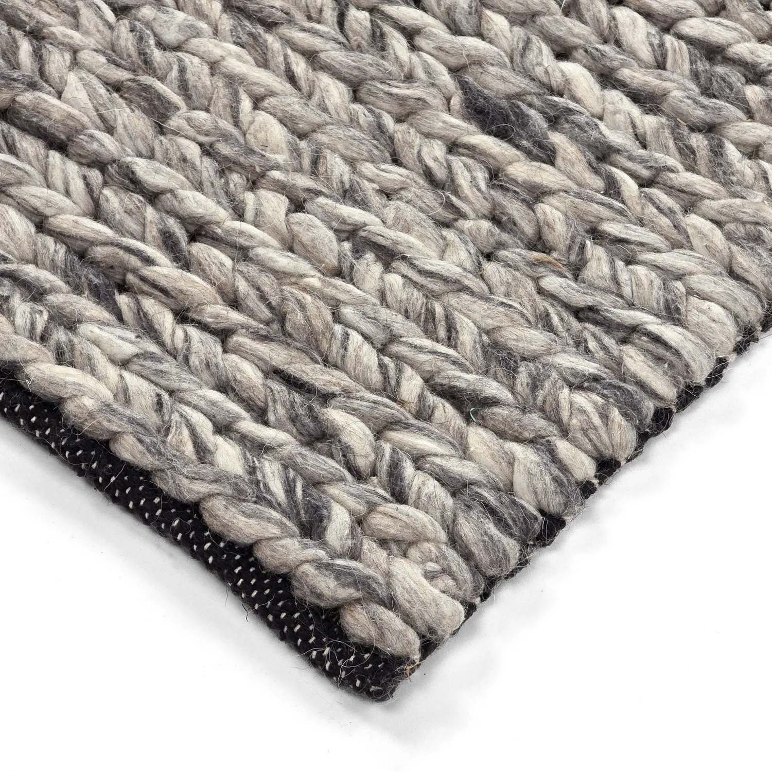 Wool rug - Talvia Braided Wool (dark grey)