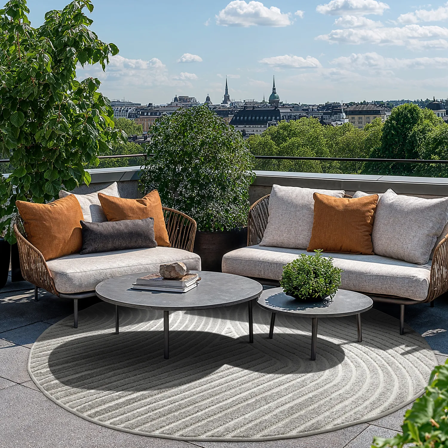 Round rug - Indoor/Outdoor Devon (gray)