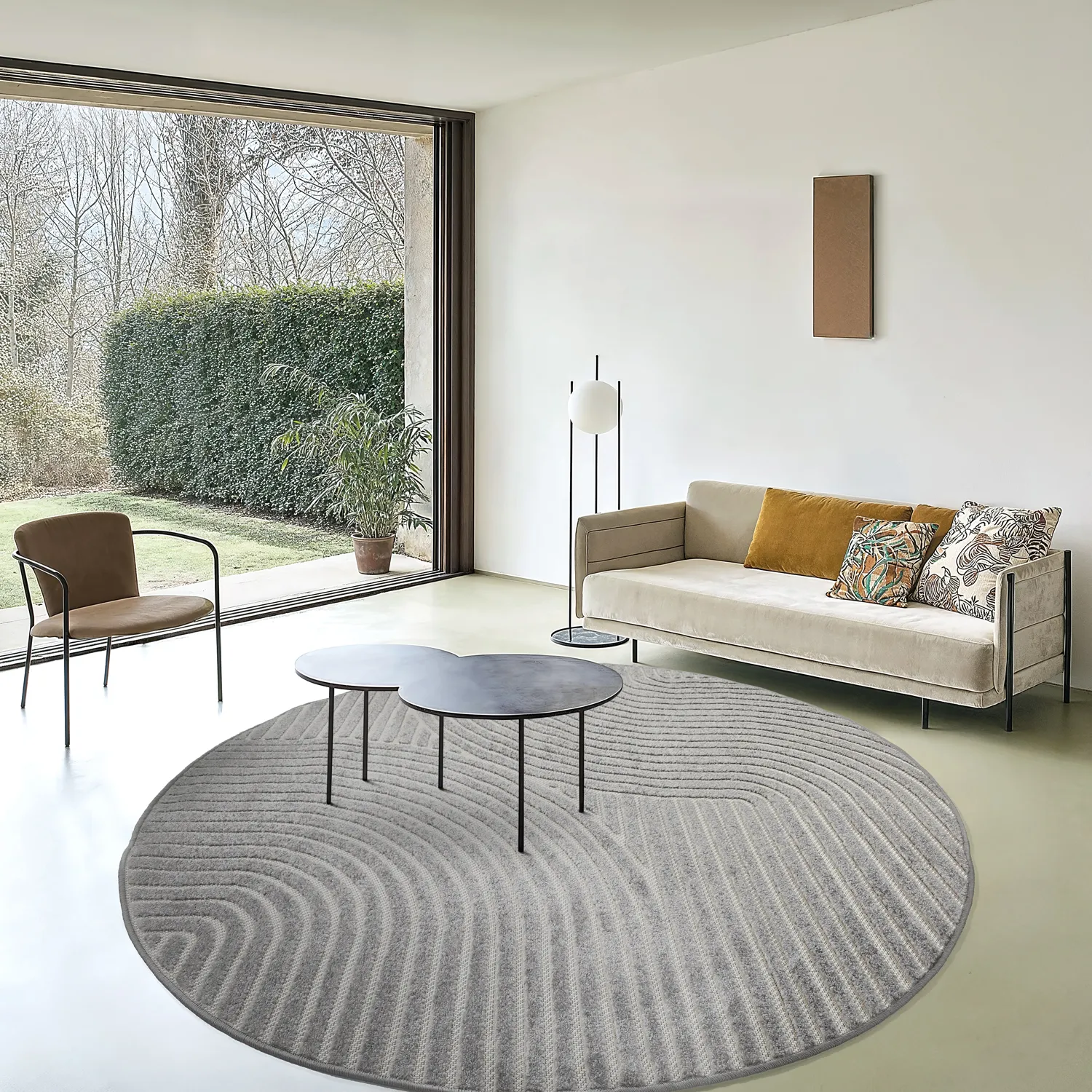 Round rug - Indoor/Outdoor Devon (gray)