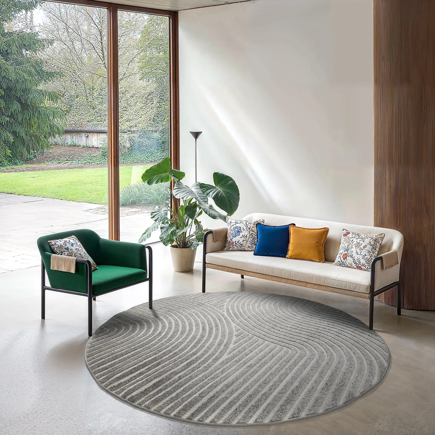 Round rug - Indoor/Outdoor Devon (gray)