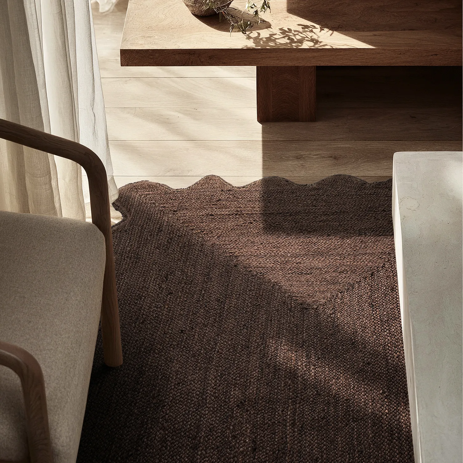 Wavy jute rug - San Francisco (brown)