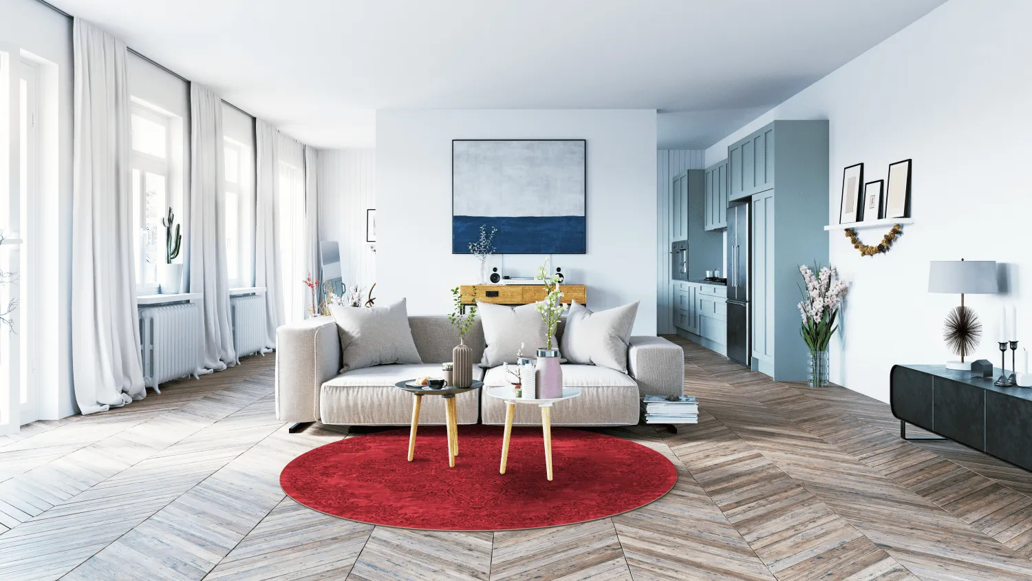 Round rug - Valenza (red)