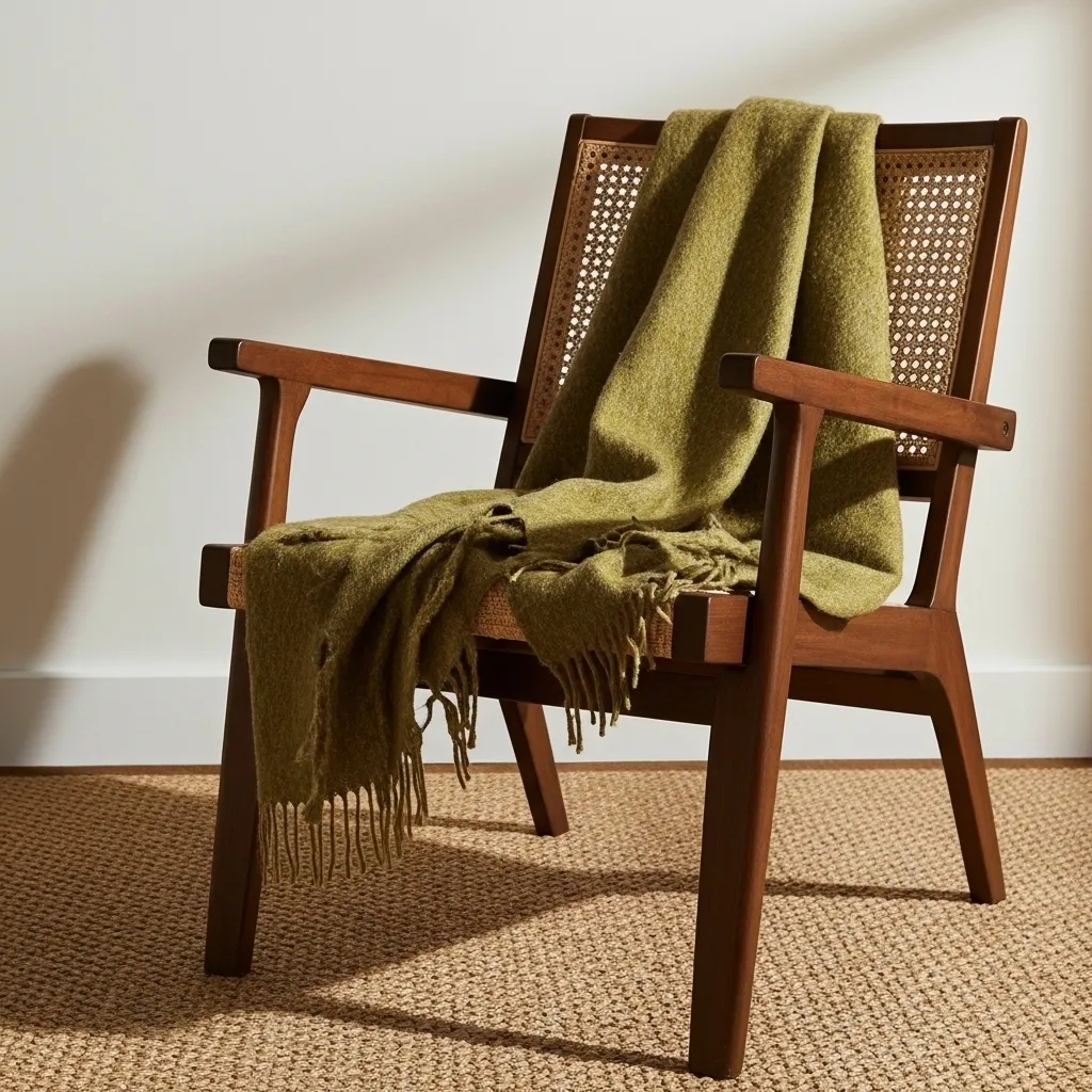 Throws - Wool blend throw - Samantha (olive green)
