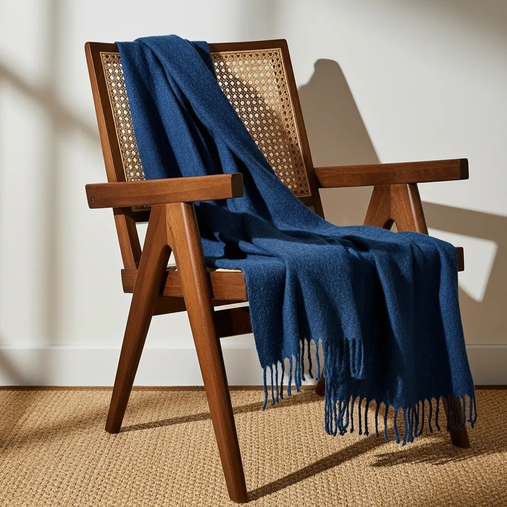 Throws - Wool blend throw - Samantha (navy blue)