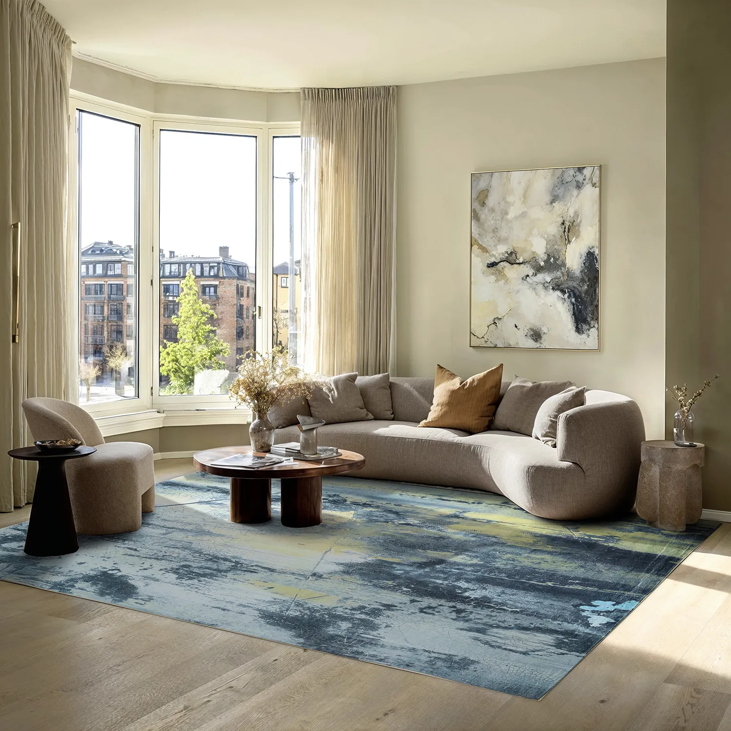 Wilton rug - Dolmio (black/yellow)