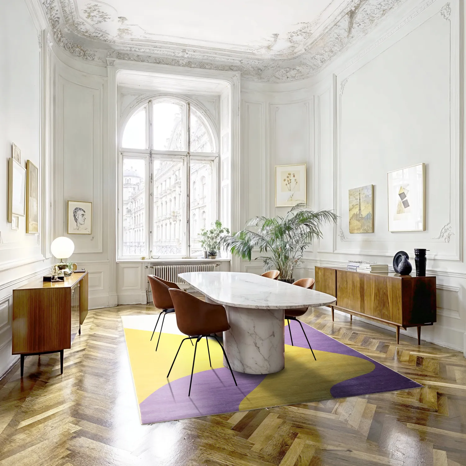 Wilton rug - Leiden (yellow/purple)