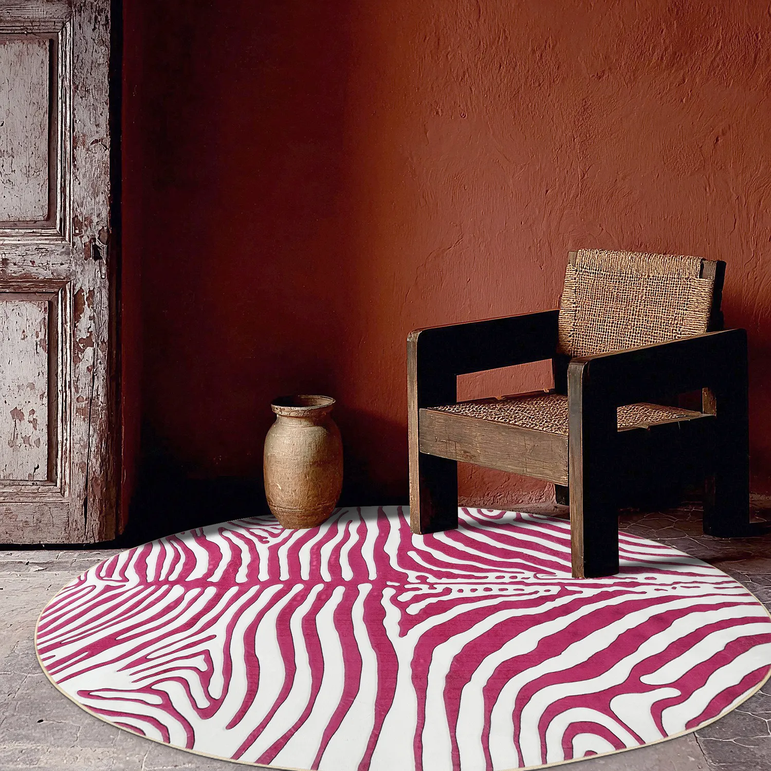 Round rug - Zebra (pink)