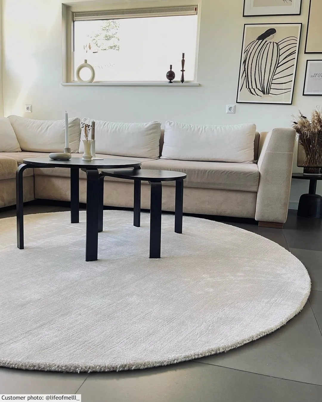 Round rug - Recycled PET with viscose look (offwhite)